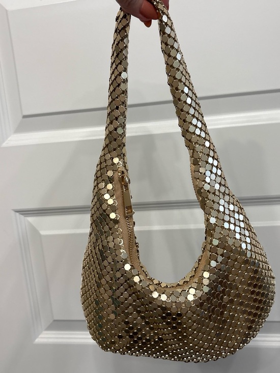 Handbags - Gold Sequin Mesh Hobo Shoulder Bag
